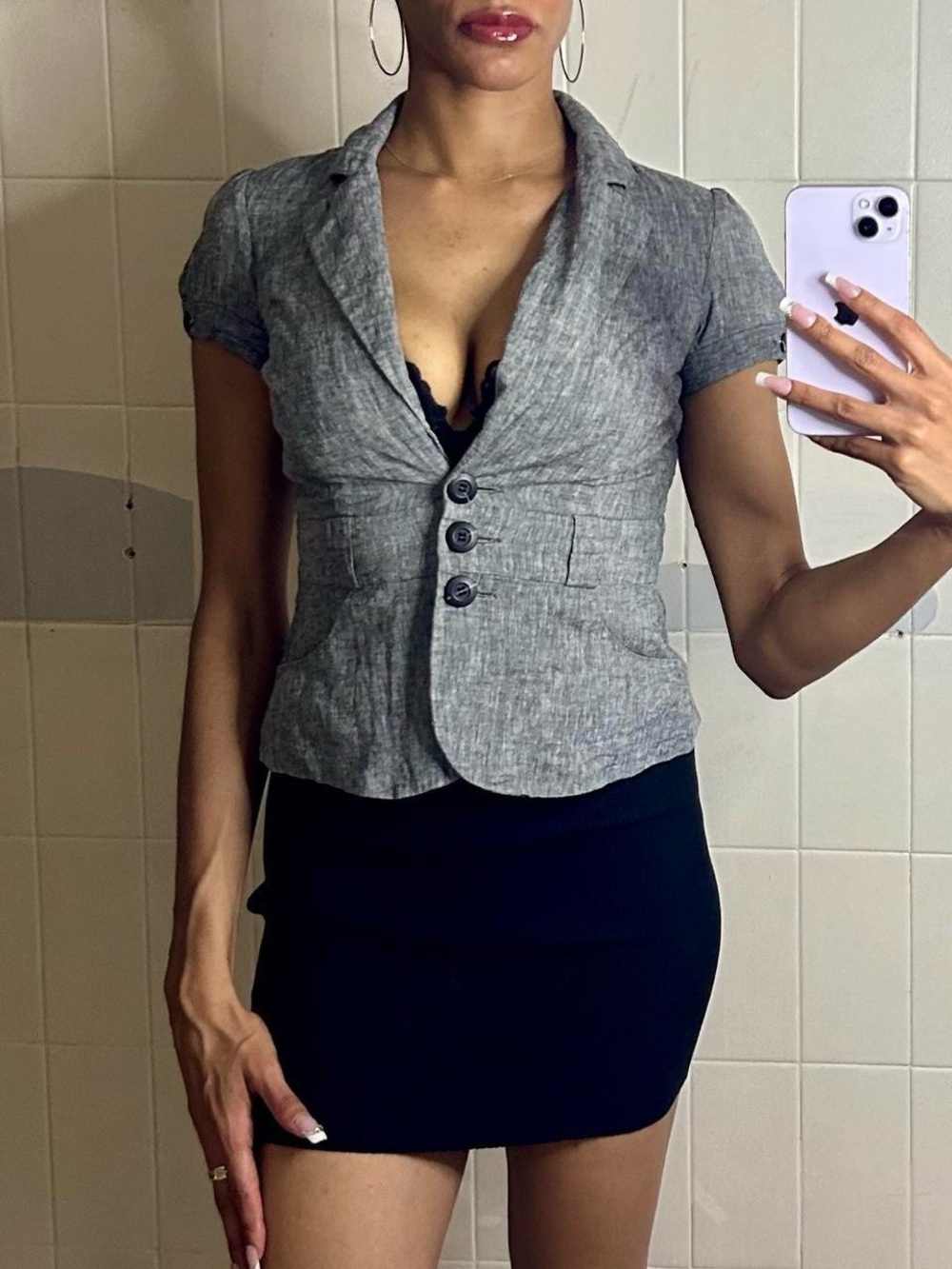 Smart Set Grey Cap-Sleeve Blazer